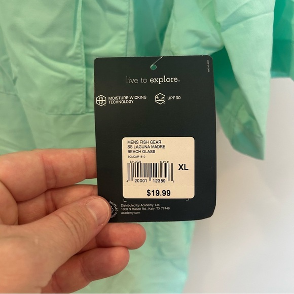 Men’s Magellan Outdoors Short Sleeve Laguna Madre Fishing Shirt, XL, Turquoise - Picture 3 of 6